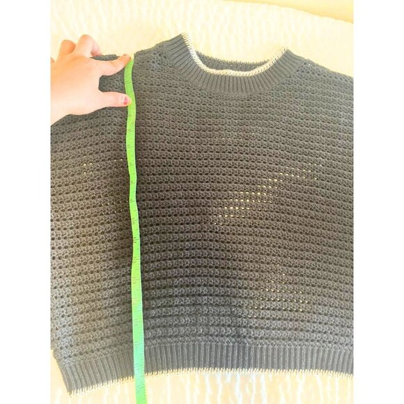 Zudio Women's Crochet Crop Mesh Knit Crew Neck Black Top Sweater Size - XS - Picture 3 of 8